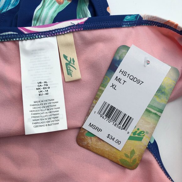 Hobie Surf Shop Crochet Spliced Hipster Bikini Swimsuit Bottom Blue Colorful XL - Picture 5 of 7